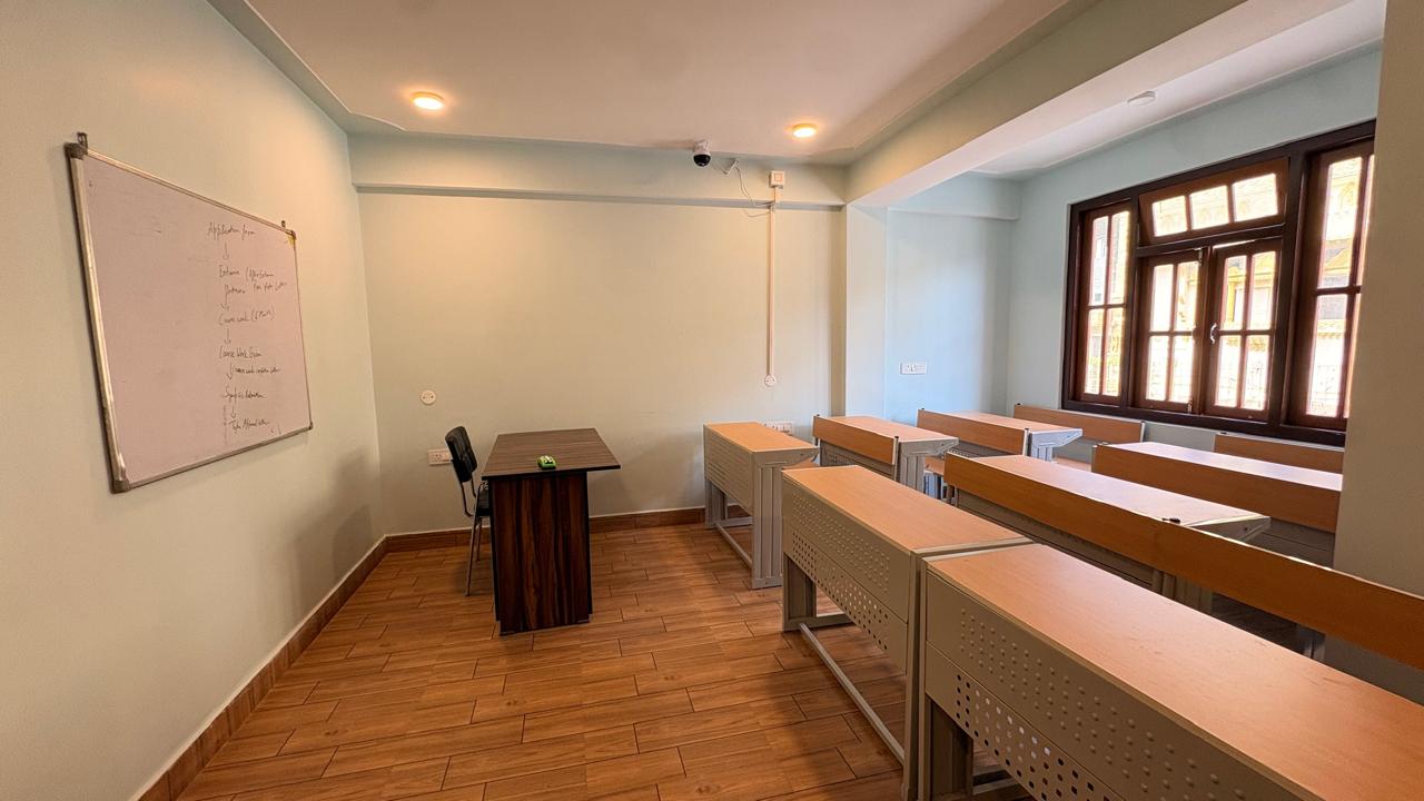 Modern classroom with whiteboard