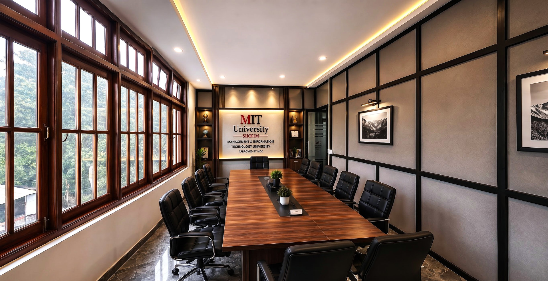 Executive board room overlooking the hills