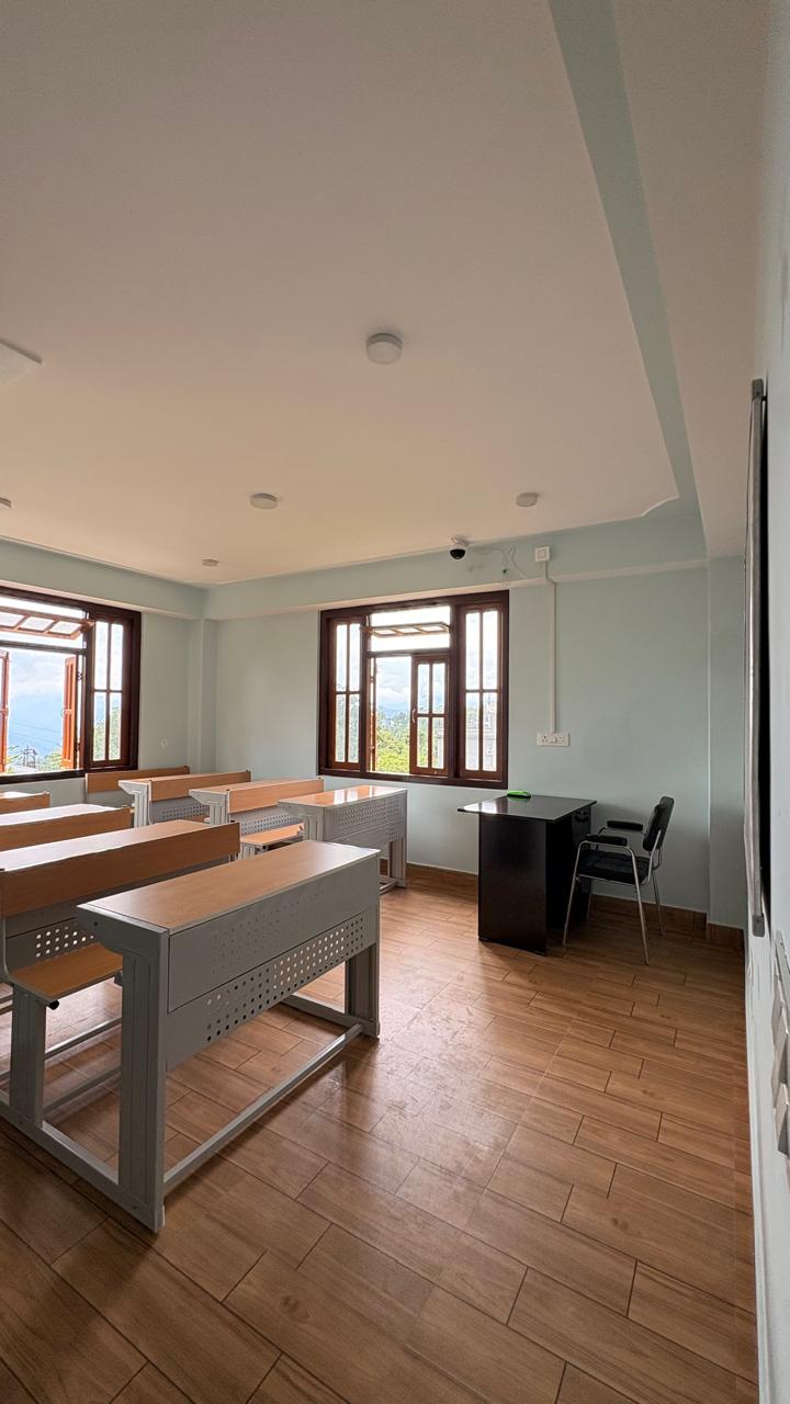 Spacious classroom with Himalayan views