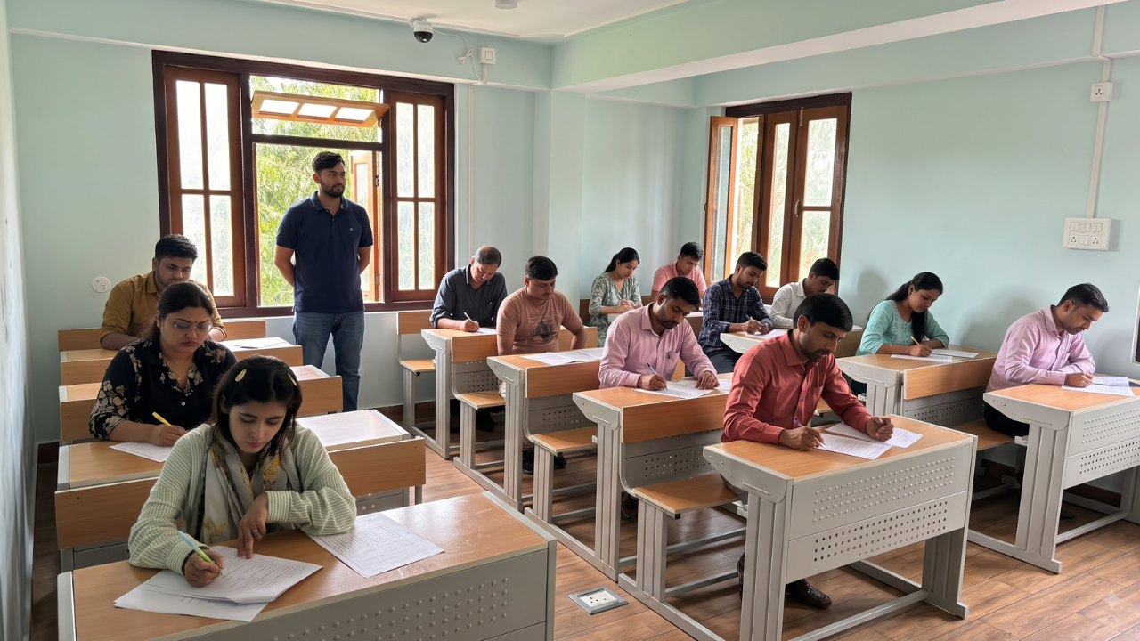 Students during a written examination