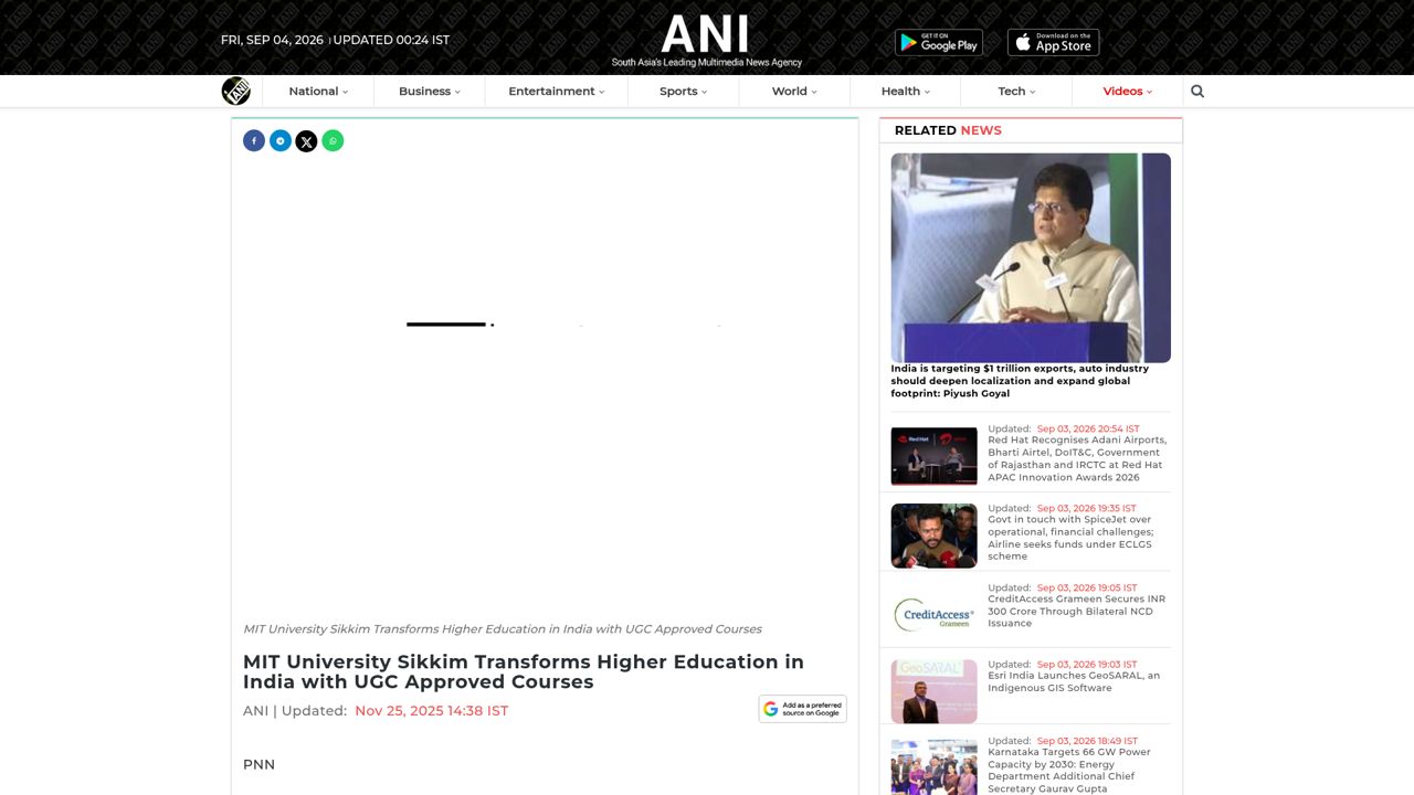 MIT University Sikkim Transforms Higher Education in India with UGC-Approved Courses