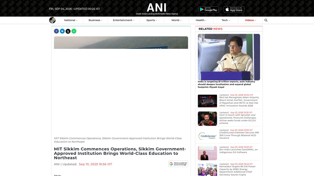 MIT Sikkim commences operations – Sikkim Government-approved institution brings world-class education to Northeast India