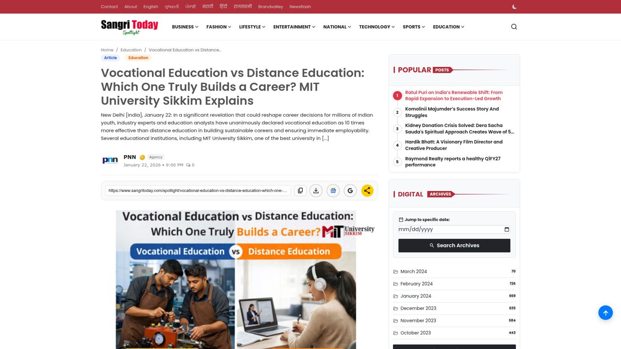 Vocational Education vs Distance Education: Which One Truly Builds a Career? MIT University Sikkim Explains